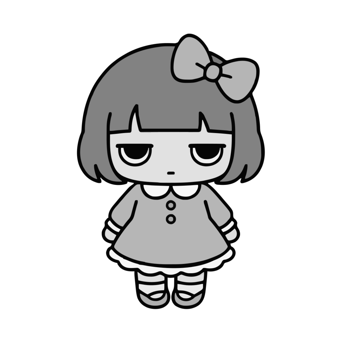 ようふくのイラスト(かわいい)(モノクロ)