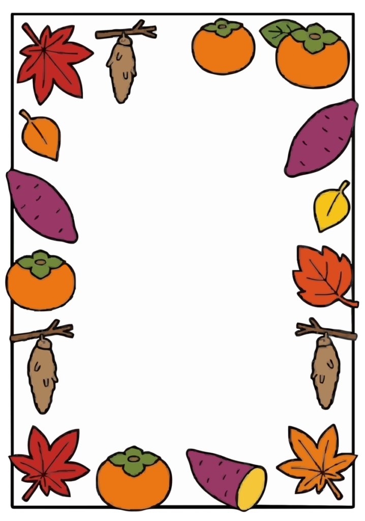 11月のA4台紙（かきとさつまいも）（カラー）