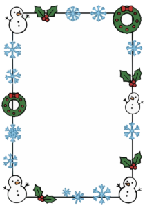 12月のA4台紙（雪の結晶とリース）