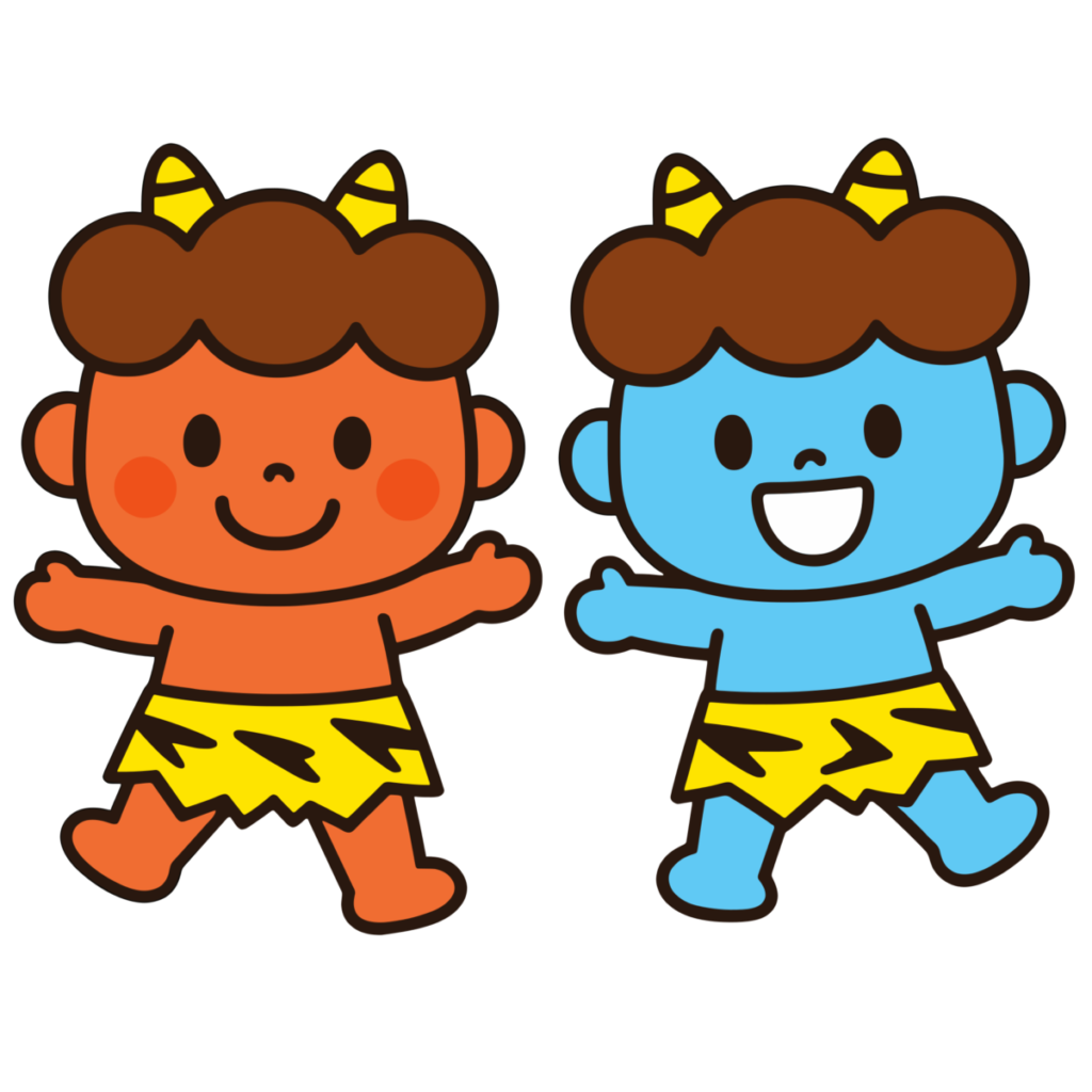 赤鬼と青鬼の節分のイラスト無料ダウンロード（カラー）