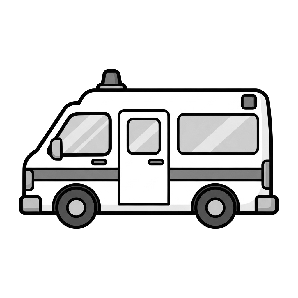 救急車のイラスト無料ダウンロード（モノクロ）