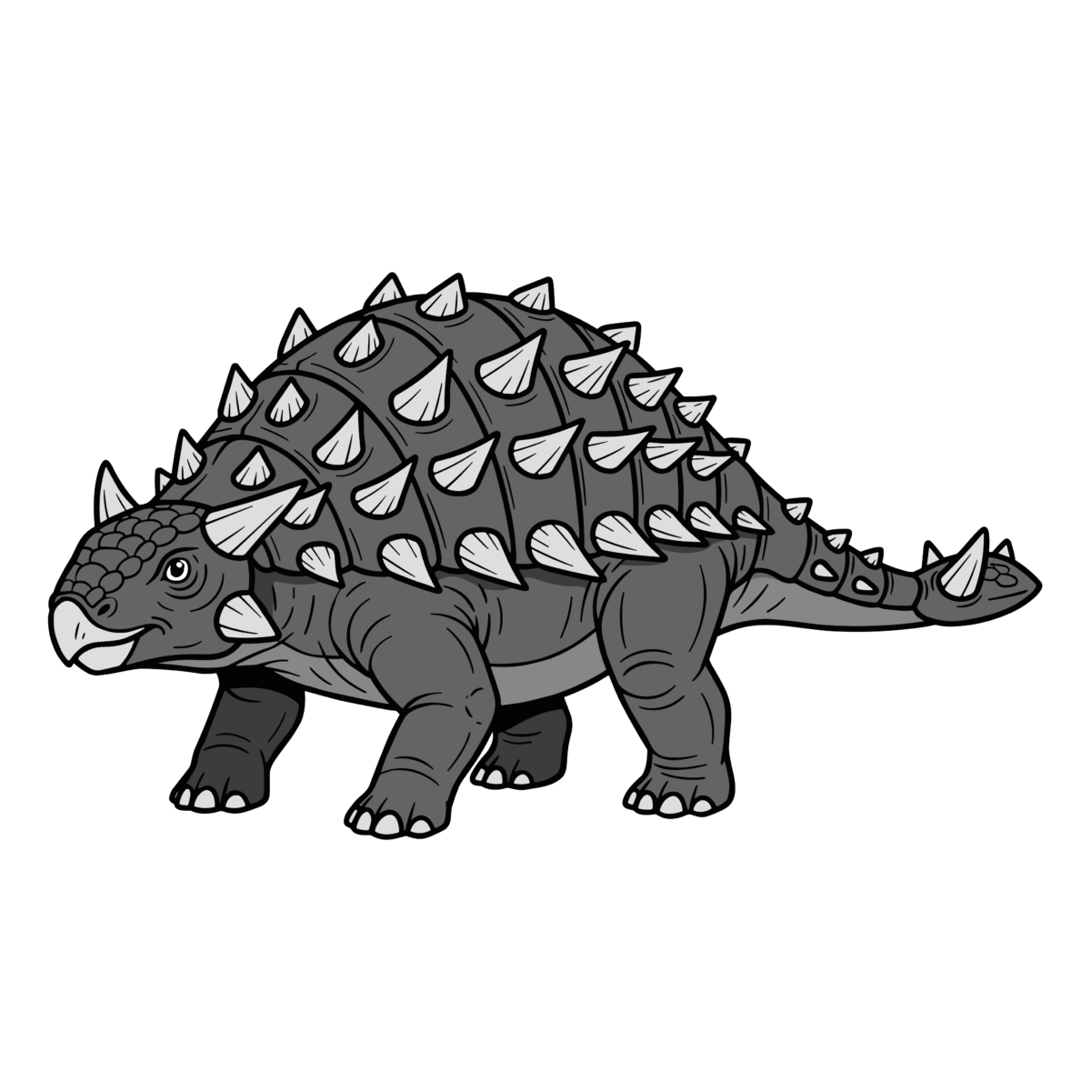 アンキロサウルスのイラスト無料ダウンロード（モノクロ）