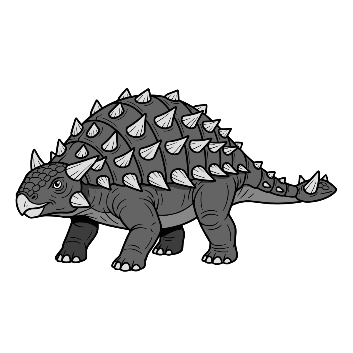 アンキロサウルスのイラスト無料ダウンロード（モノクロ）