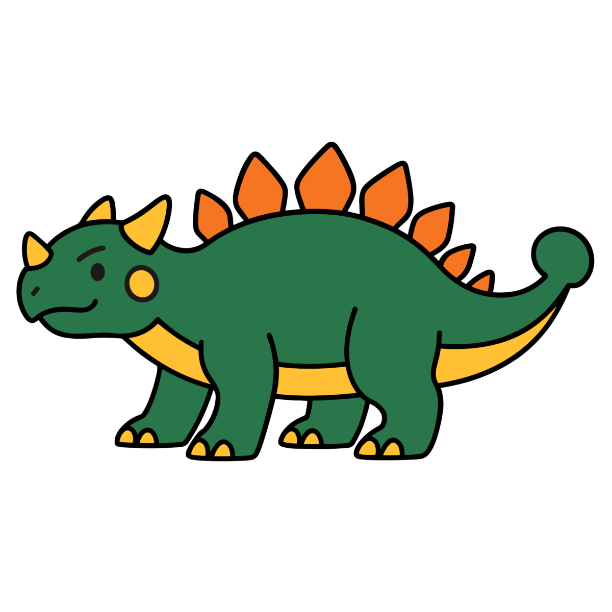 ステゴサウルス（黄色いおなか）のイラスト無料ダウンロード（カラー）