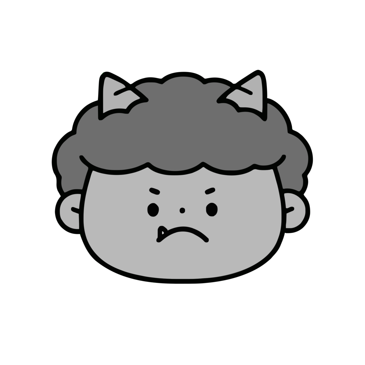 青鬼の顔の節分のイラスト無料ダウンロード(モノクロ)