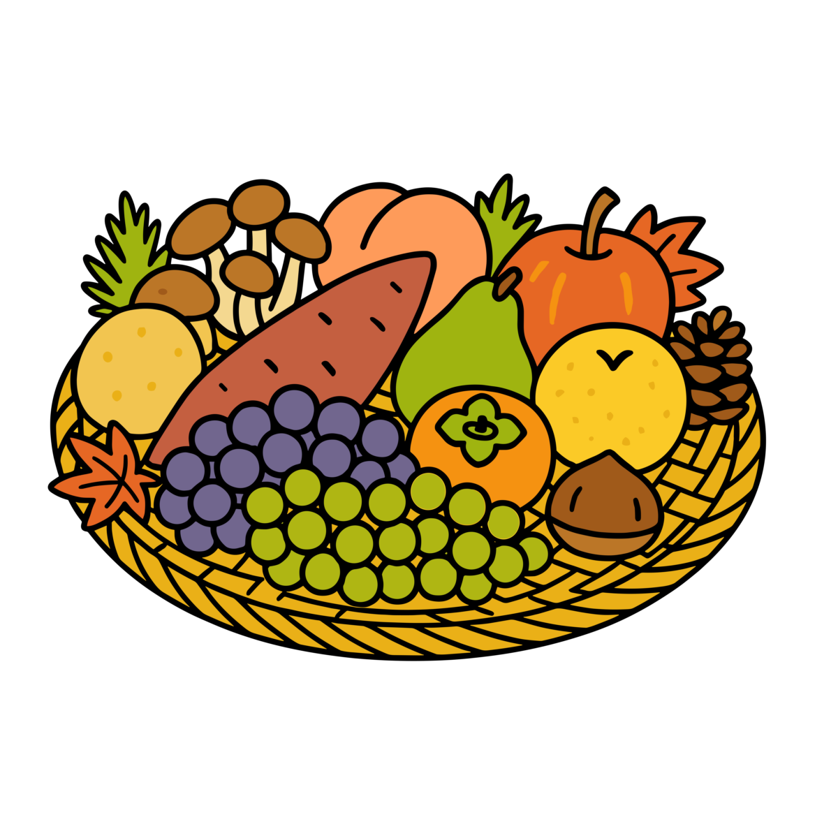 秋の味覚のイラスト無料ダウンロード（カラー）