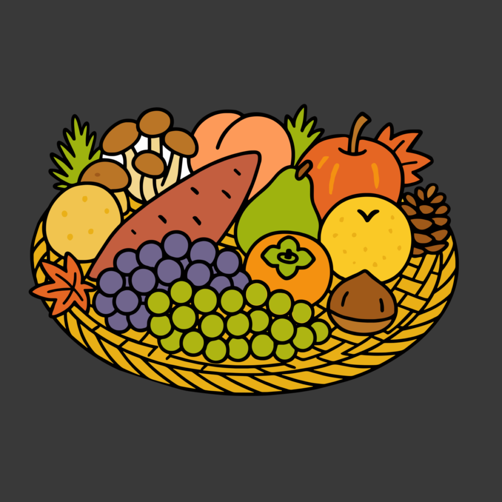 秋の味覚のイラスト無料ダウンロード（カラー）