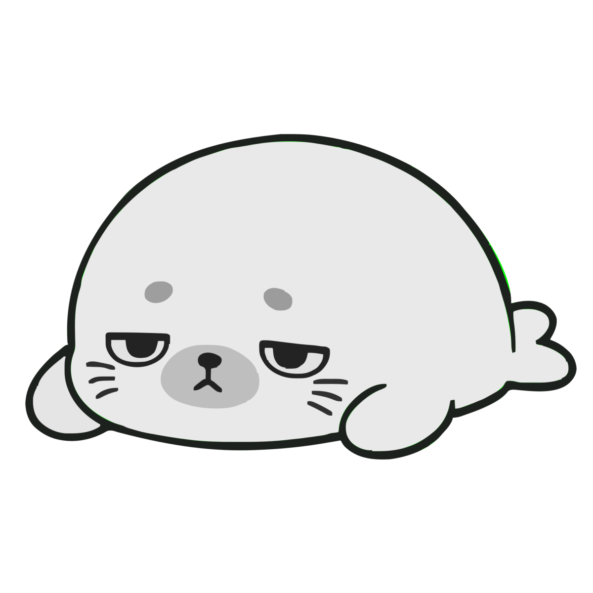 あざらしのイラスト（かわいい）（モノクロ）