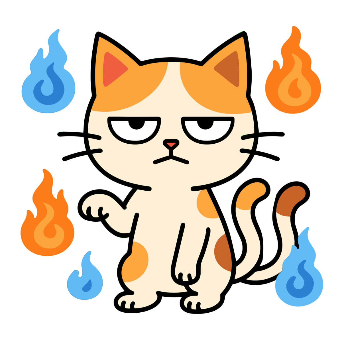 化け猫(三毛)のイラスト無料ダウンロード(カラー)