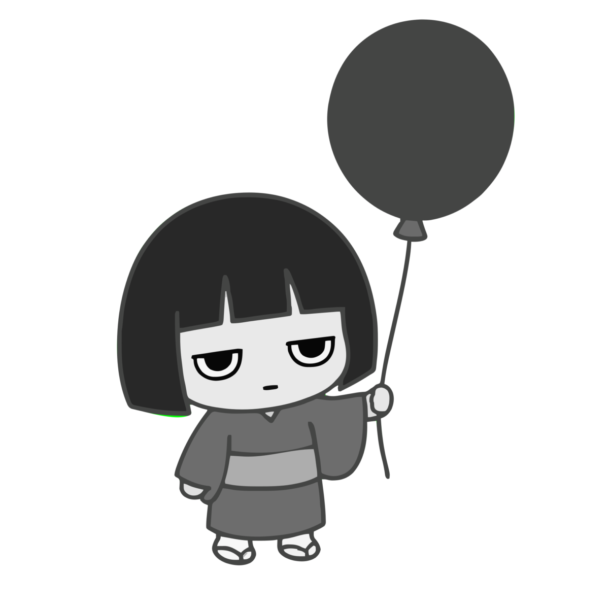ふうせんのイラスト(モノクロ)