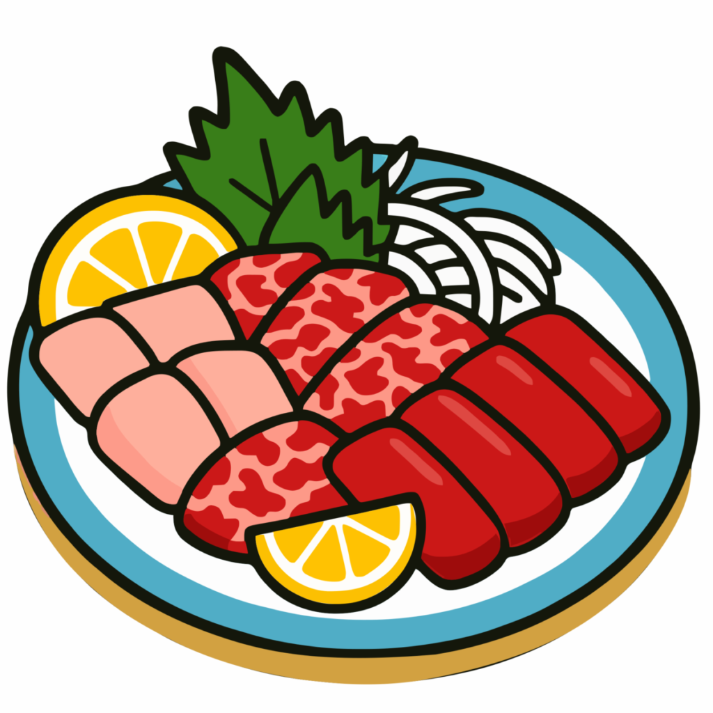 刺身の盛り合わせ（大皿）のイラスト無料ダウンロード（カラー）