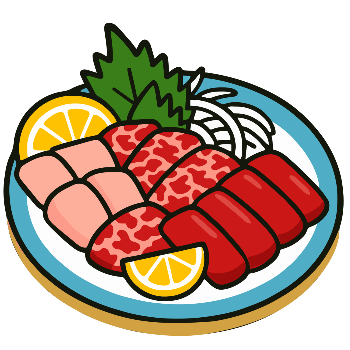 刺身の盛り合わせ(大皿)のイラスト無料ダウンロード(カラー)