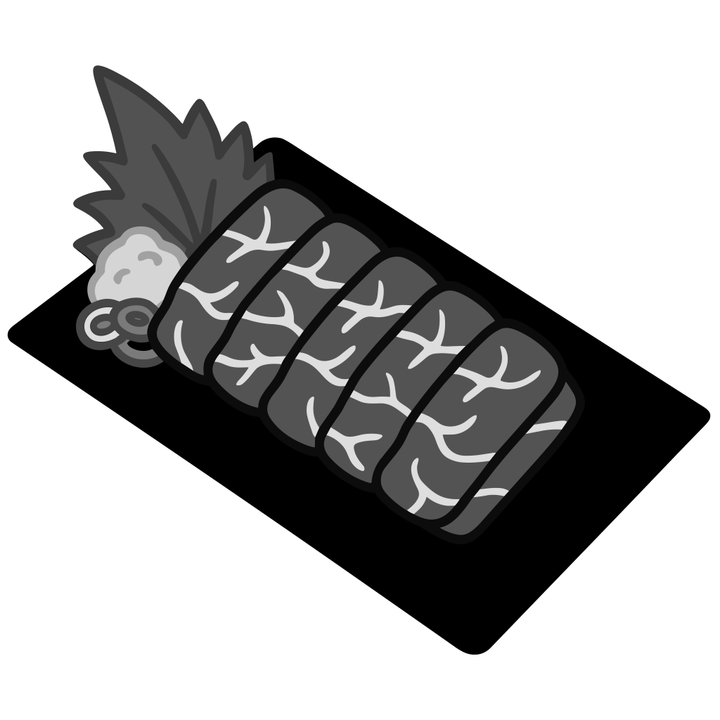 刺身の盛り合わせ(黒い皿)のイラスト無料ダウンロード(モノクロ)