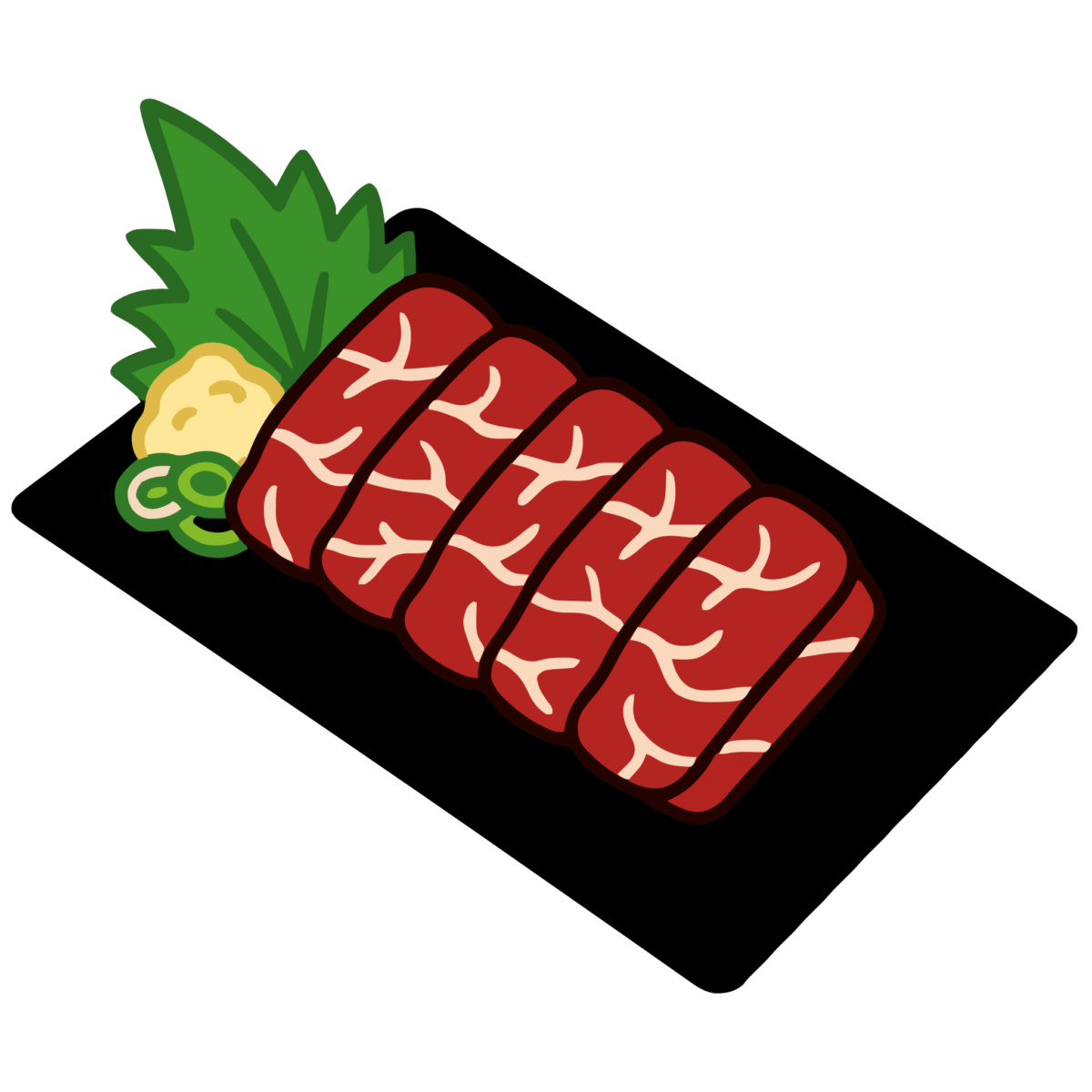 刺身の盛り合わせ(黒い皿)のイラスト無料ダウンロード(カラー)