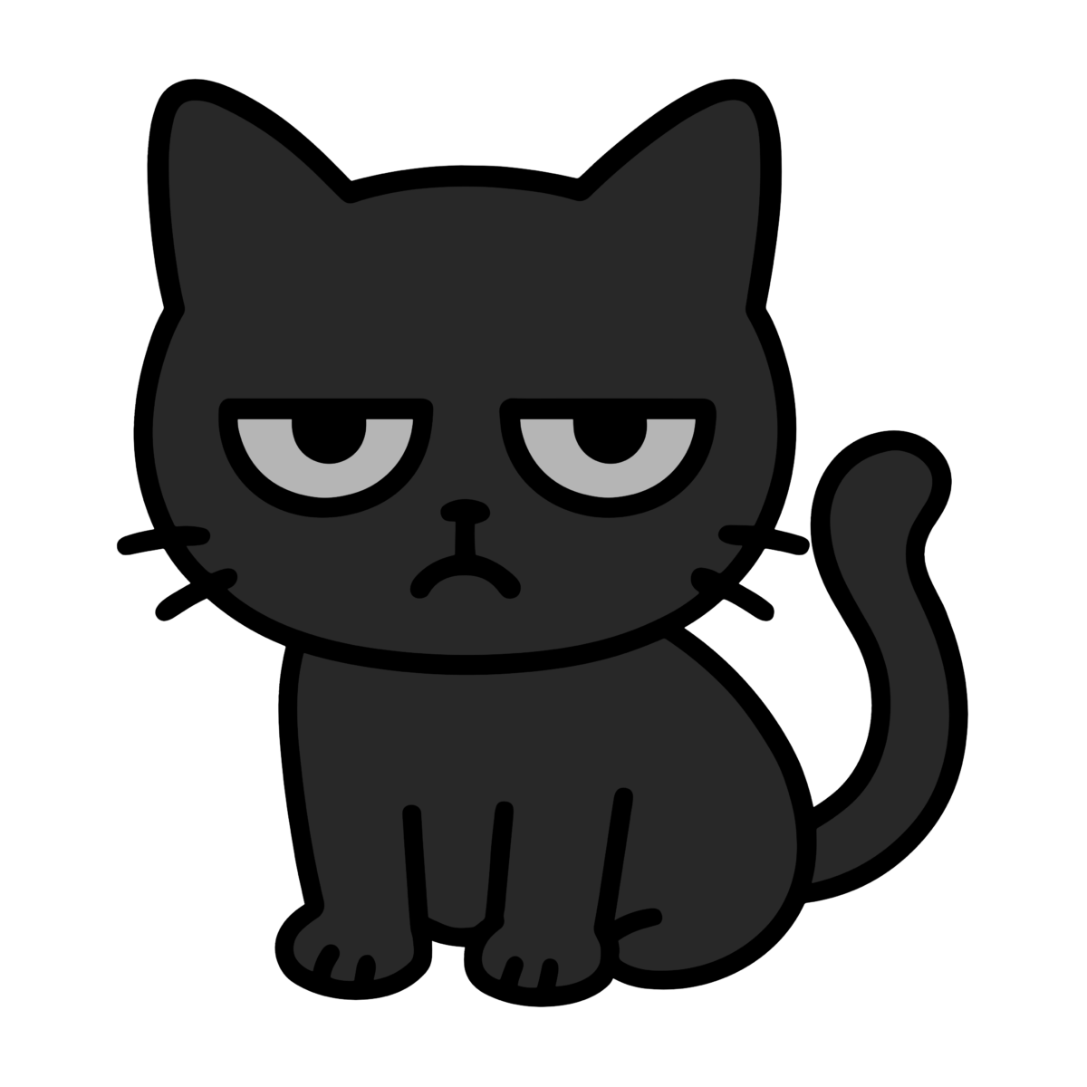 黒猫のイラスト無料ダウンロード（モノクロ）