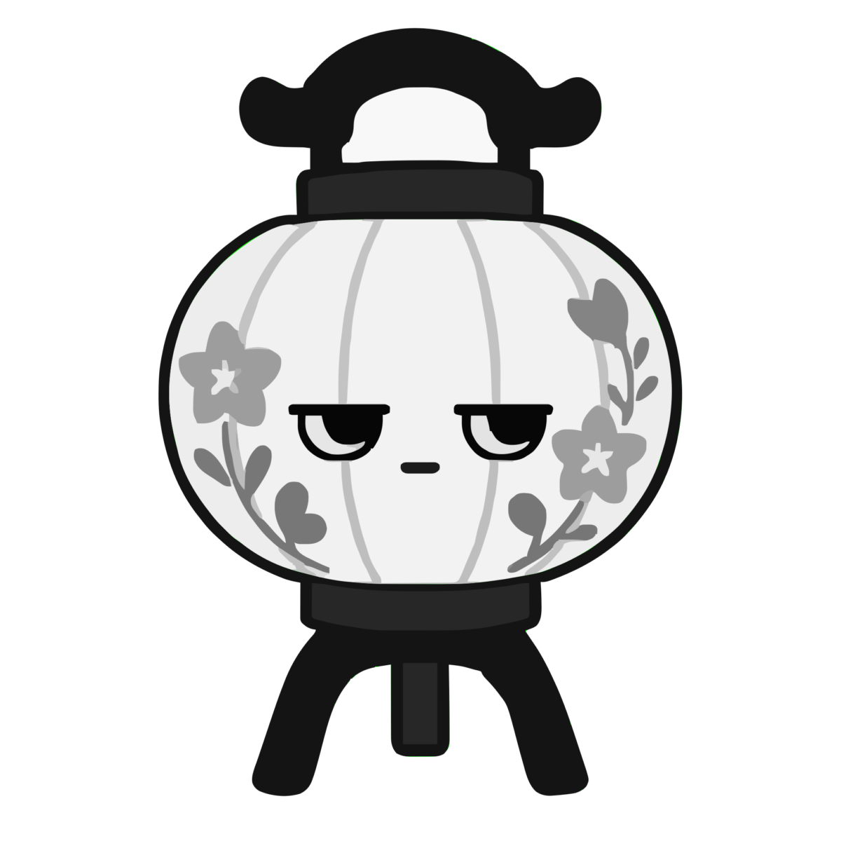 盆提灯のかわいいイラスト(お盆)(モノクロ)