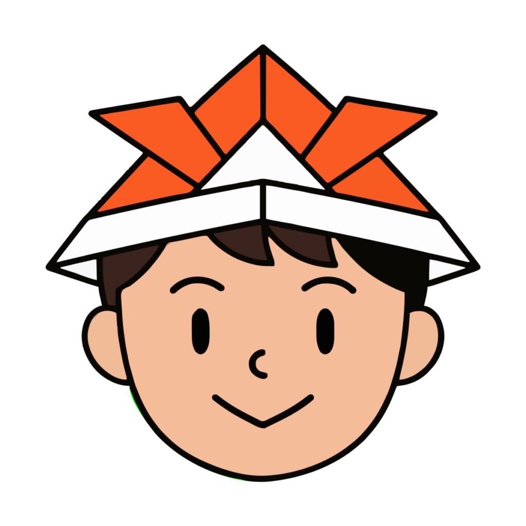 折り紙かぶとの男の子のイラスト無料ダウンロード（カラー）
