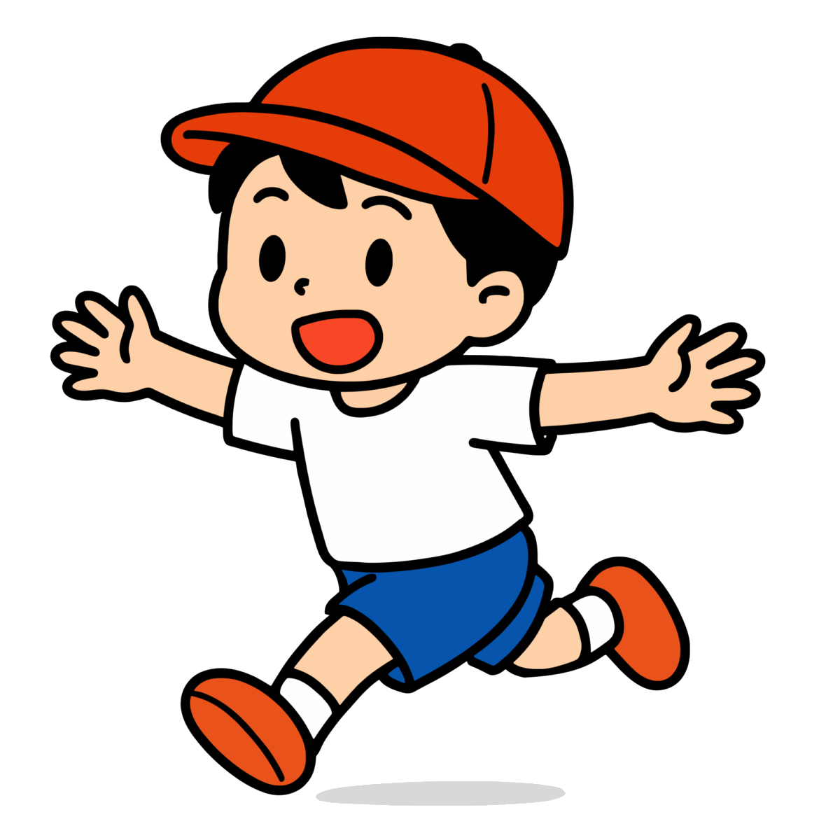 男の子が走るのイラスト無料ダウンロード（カラー）