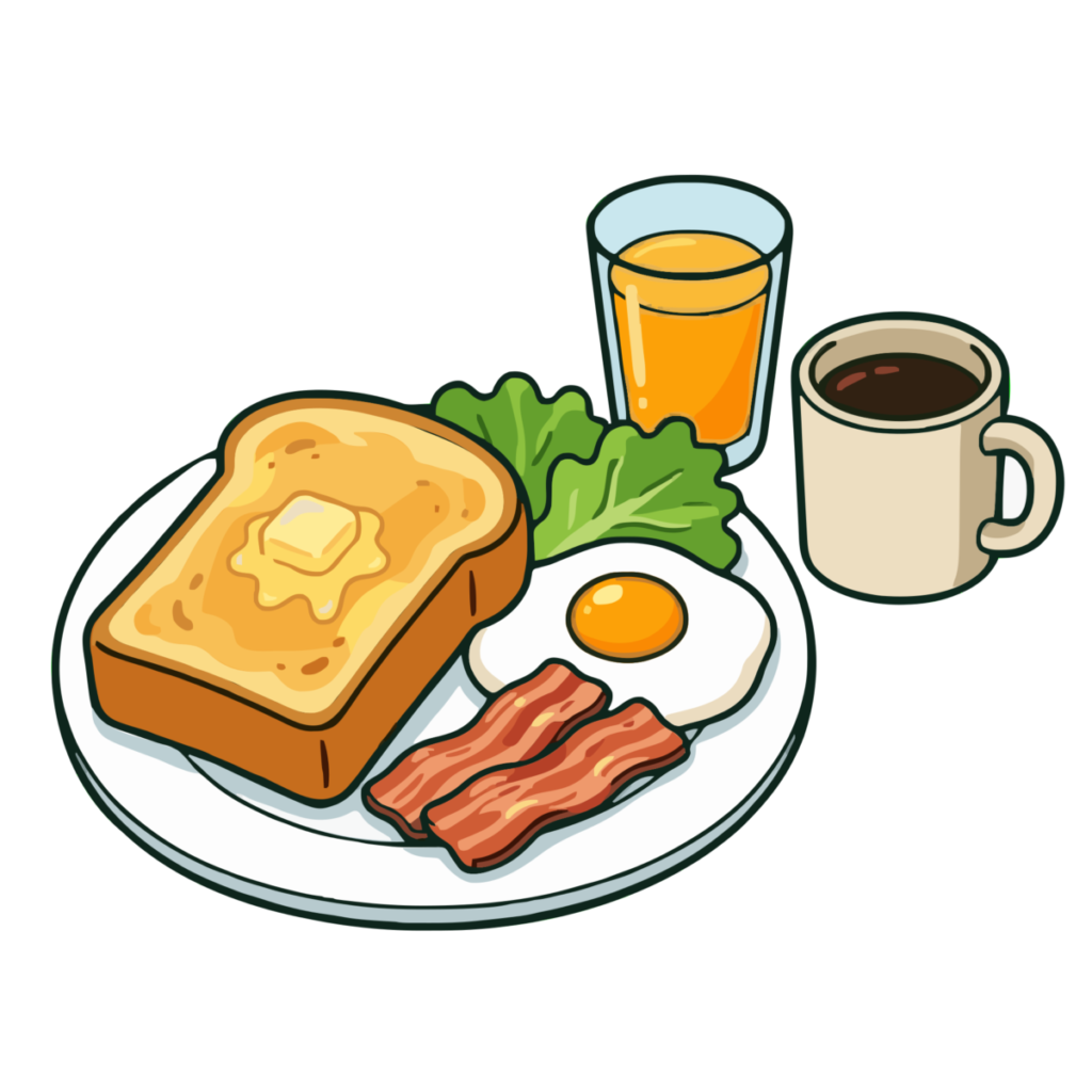 朝食プレートのイラスト無料ダウンロード（カラー）