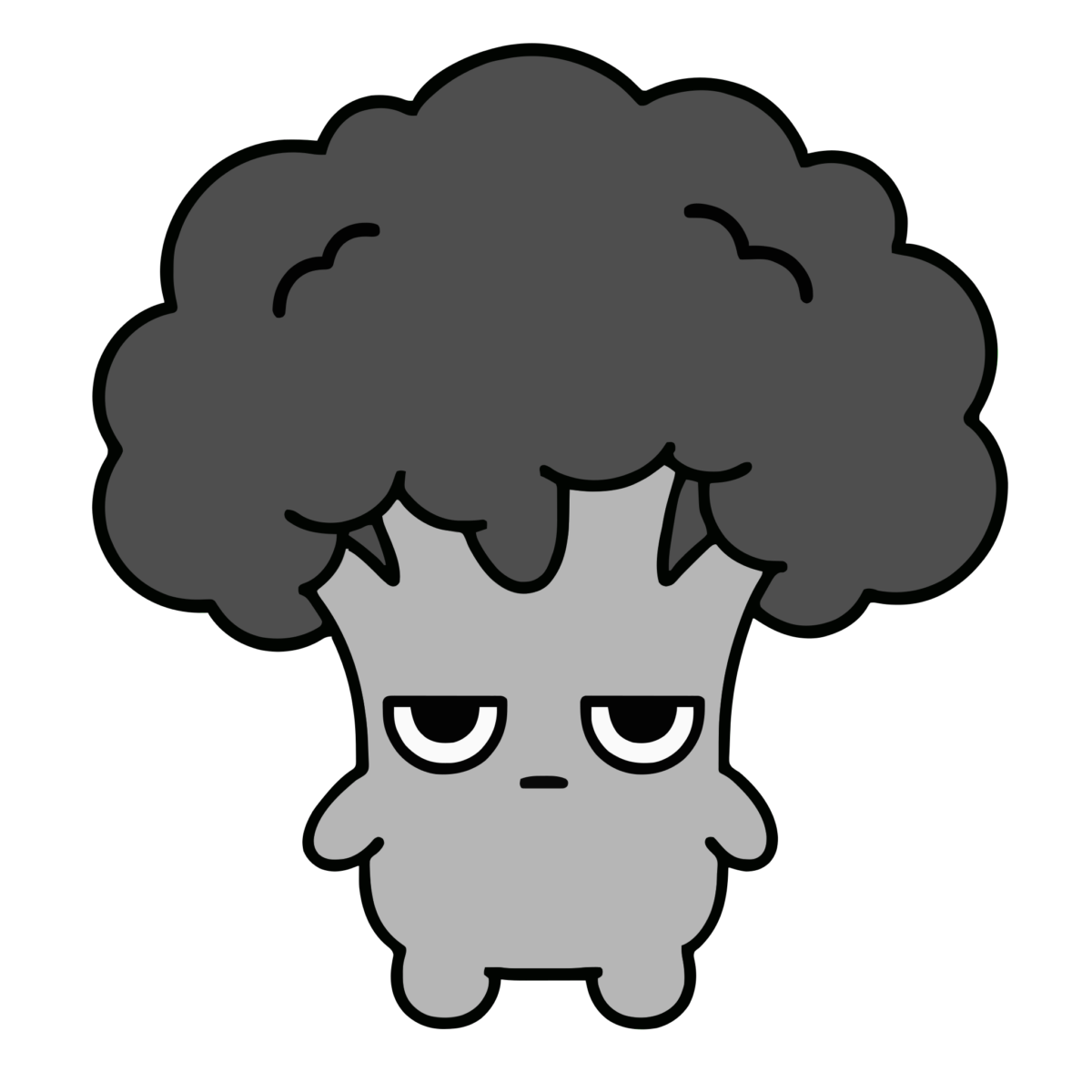 ブロッコリーのイラスト（食育）（モノクロ）