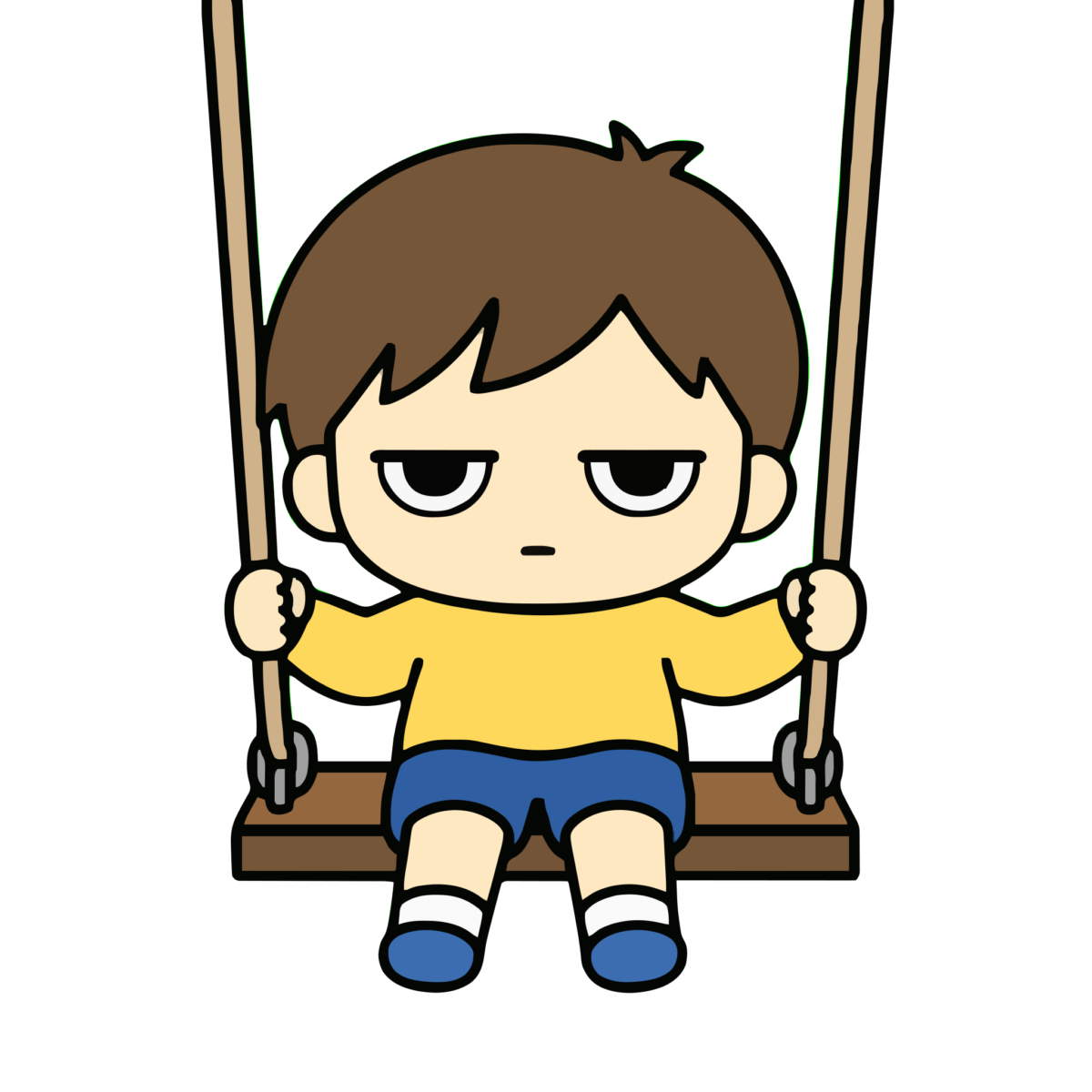 ブランコで遊ぶ子どものイラスト(カラー)