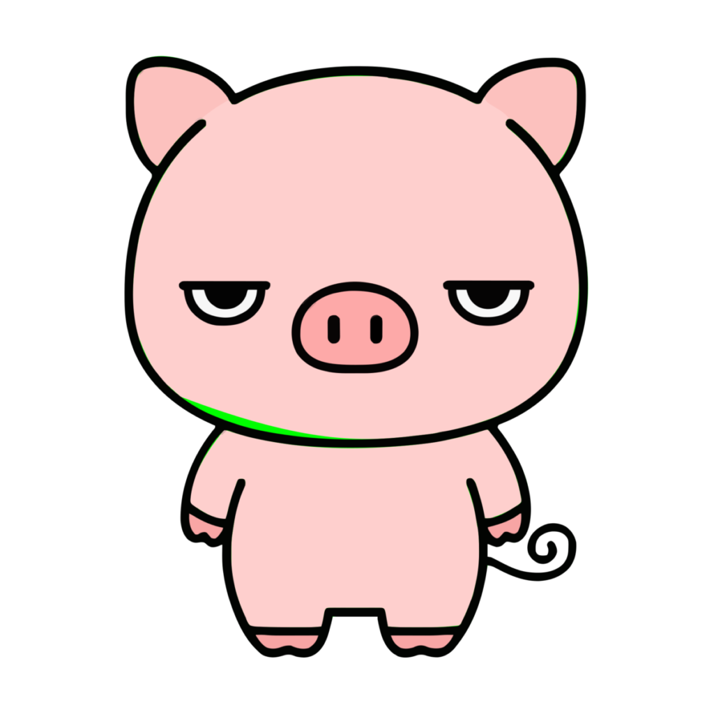 かわいいぶたのイラスト（正面・全身）（カラー）