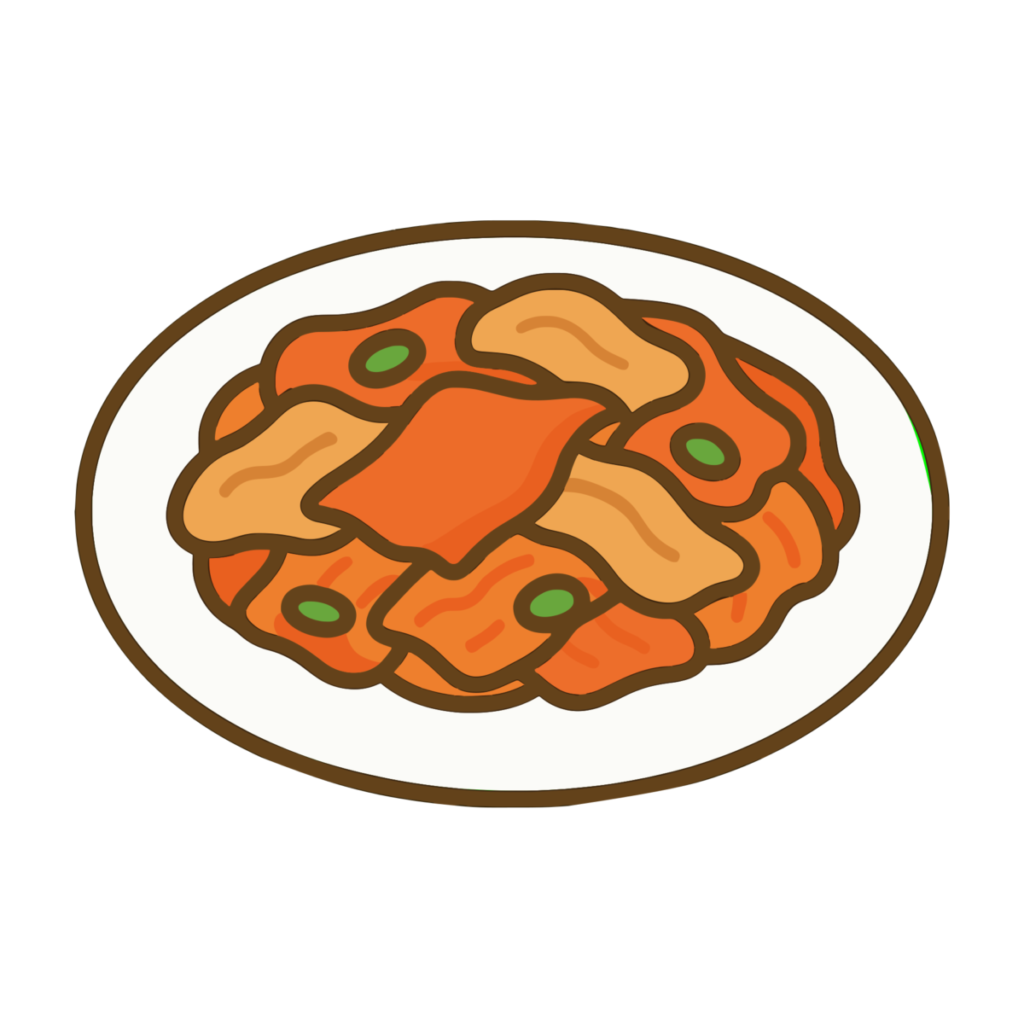 豚キムチのイラスト無料ダウンロード（カラー）