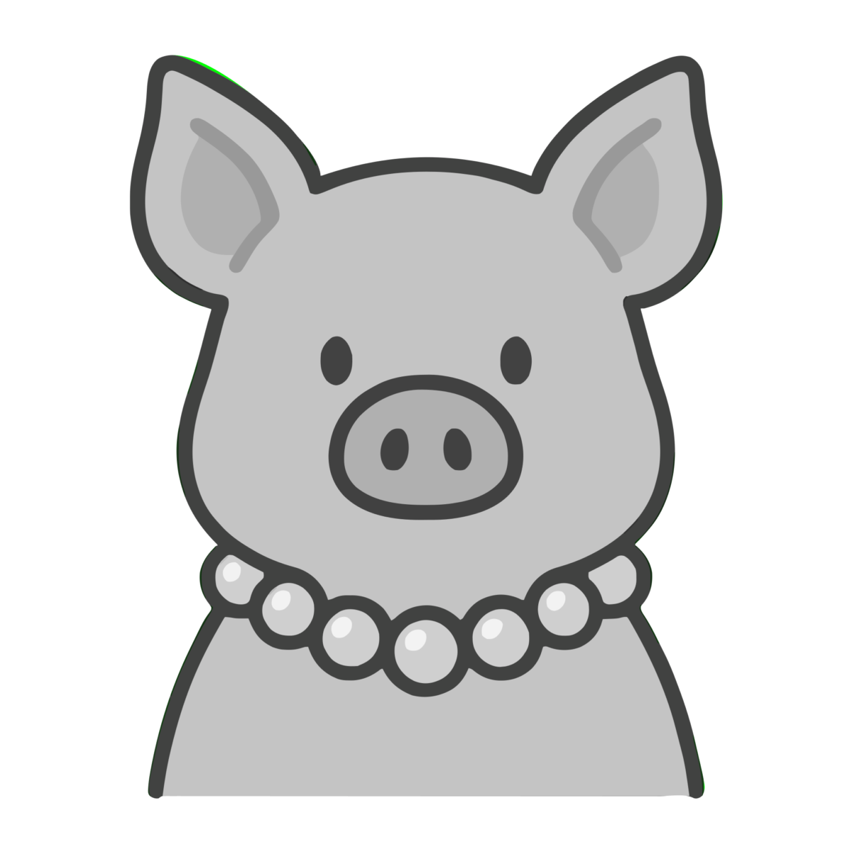 豚に真珠のイラスト無料ダウンロード（モノクロ）