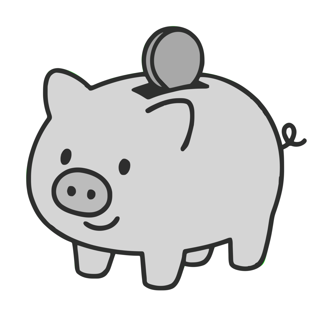 豚の貯金箱１のイラスト無料ダウンロード（モノクロ）