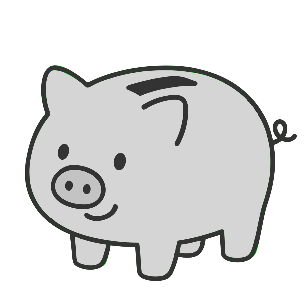 豚の貯金箱２のイラスト無料ダウンロード（モノクロ）