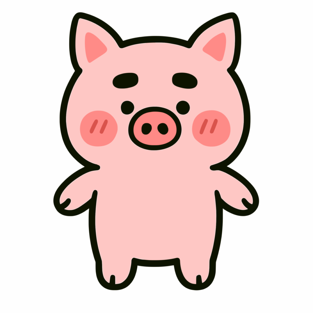 かわいいブタのイラスト無料ダウンロード（カラー）