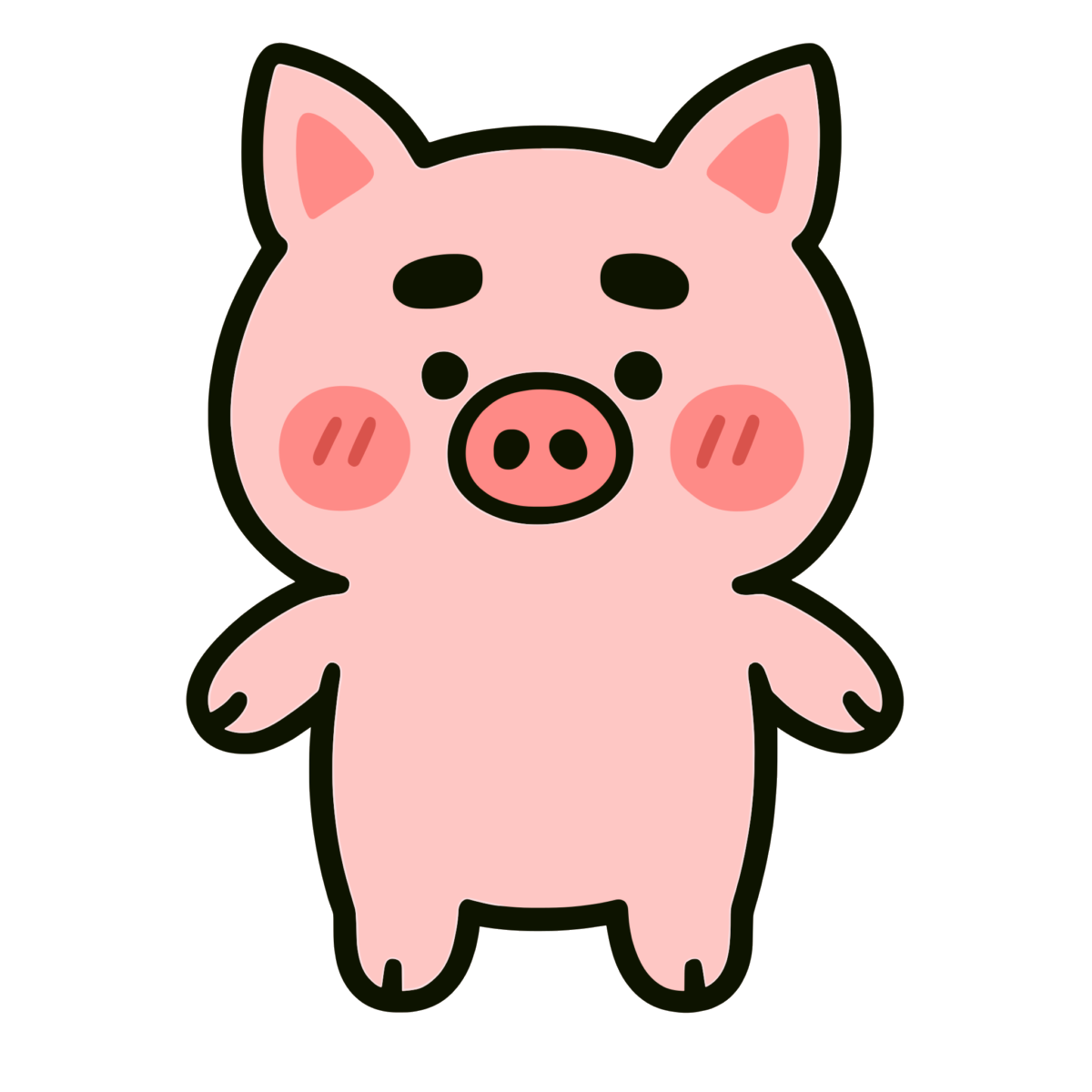 かわいいブタのイラスト無料ダウンロード（カラー）