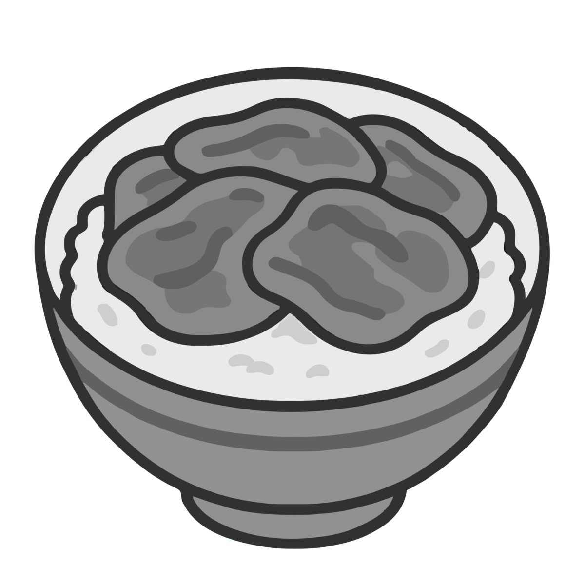 豚丼のイラスト無料ダウンロード（モノクロ）