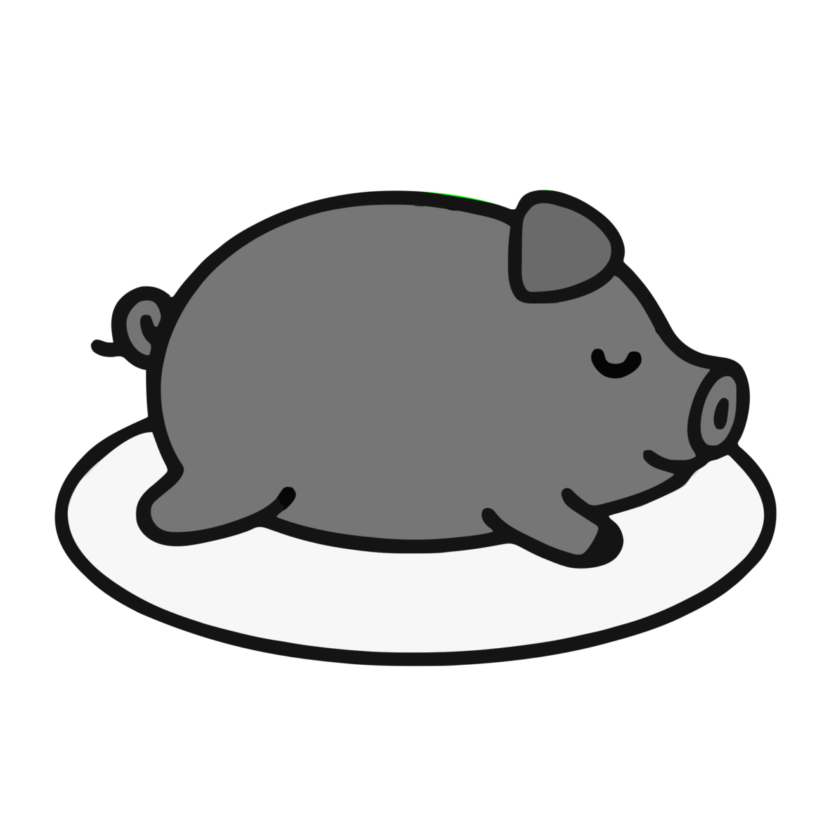 ぶたのまるやきのイラスト無料ダウンロード（モノクロ）