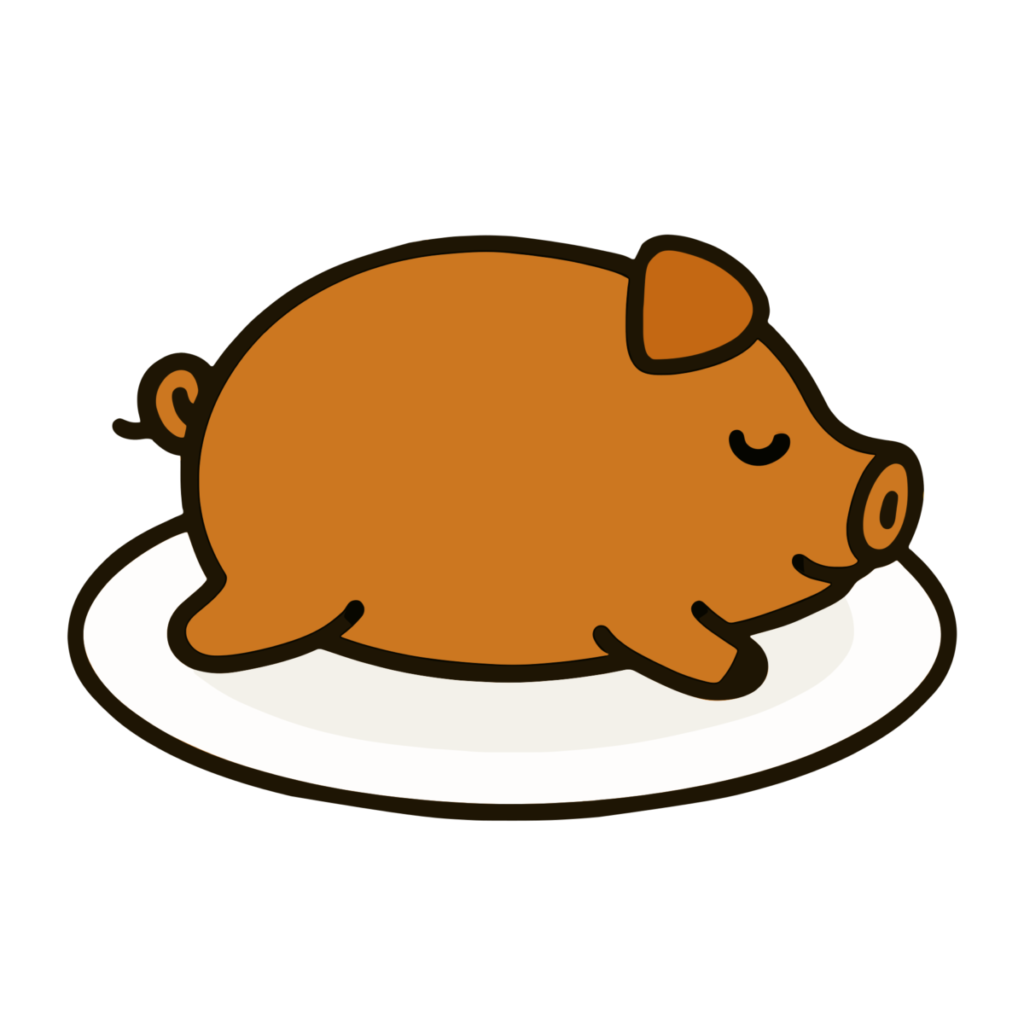 ぶたのまるやきのイラスト無料ダウンロード（カラー）