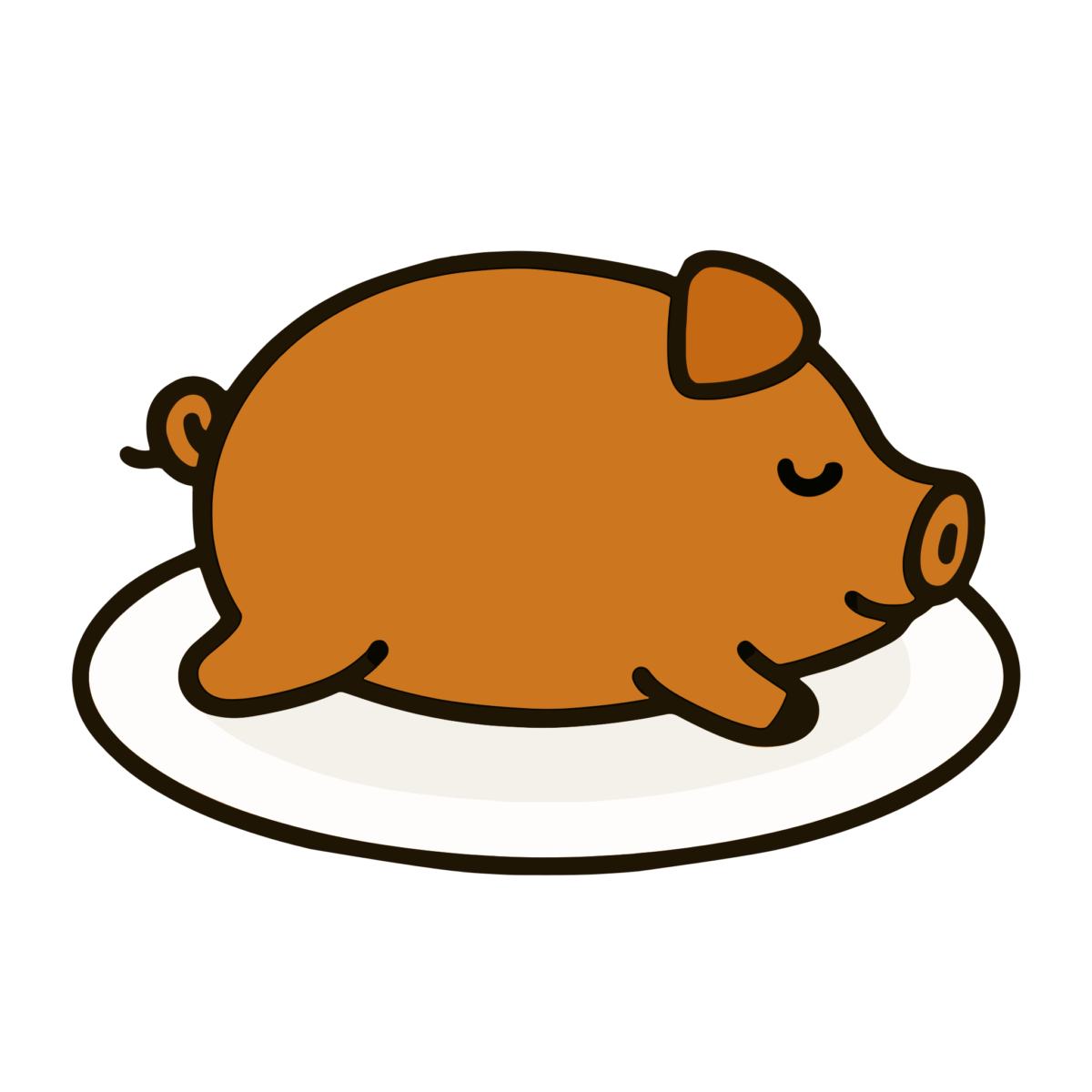 ぶたのまるやきのイラスト無料ダウンロード（カラー）