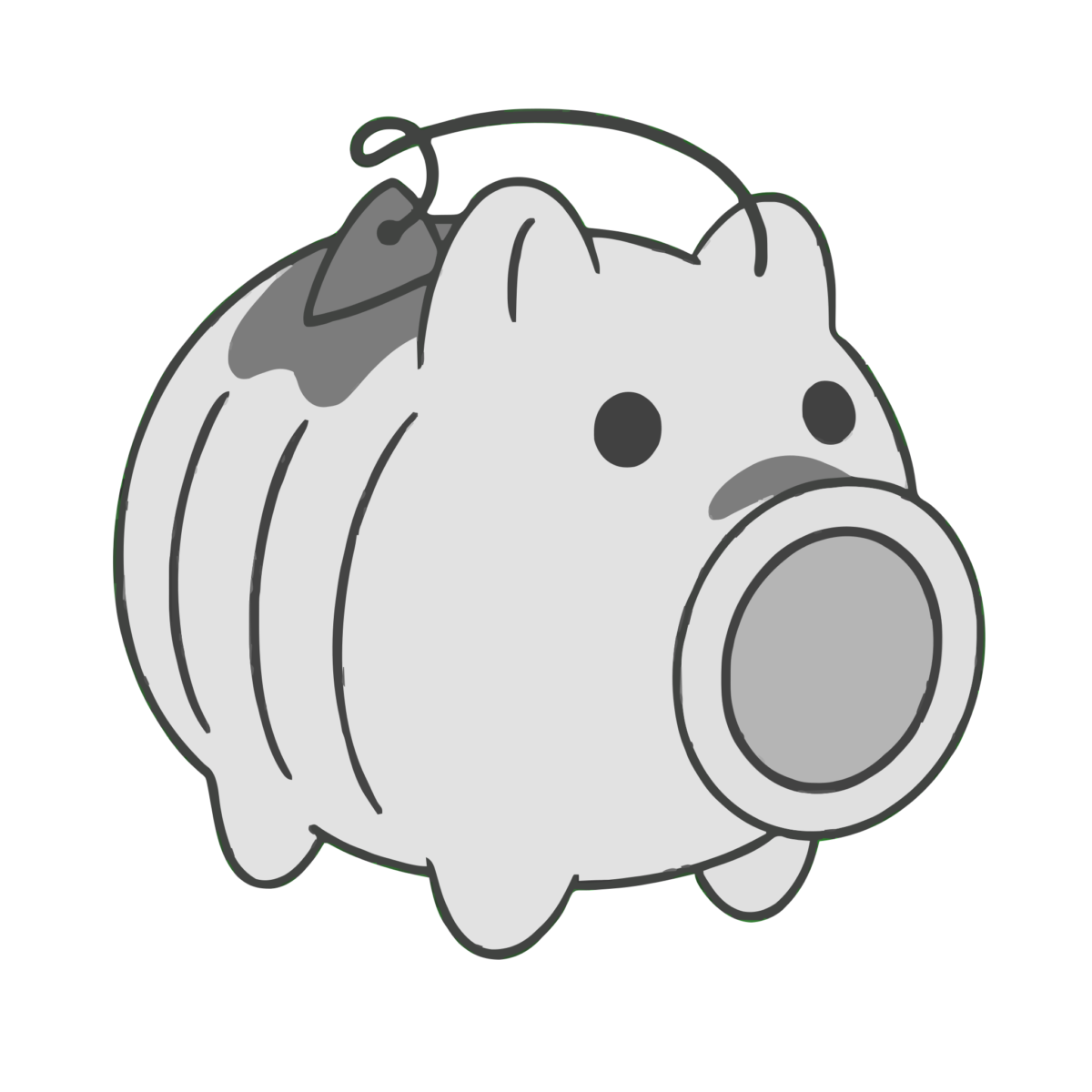 ぶたの蚊取り線香入れのイラスト無料ダウンロード（モノクロ）