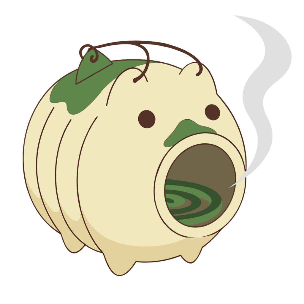 ぶたの蚊取り線香入れ（煙）のイラスト無料ダウンロード（カラー）