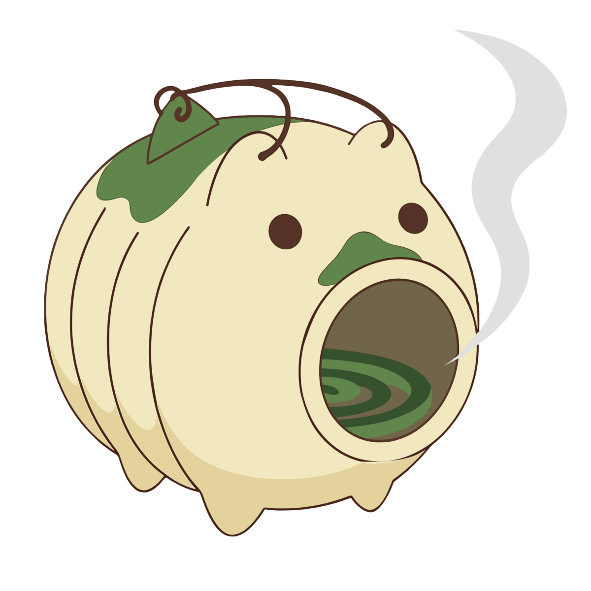 ぶたの蚊取り線香入れ（煙）のイラスト無料ダウンロード（カラー）