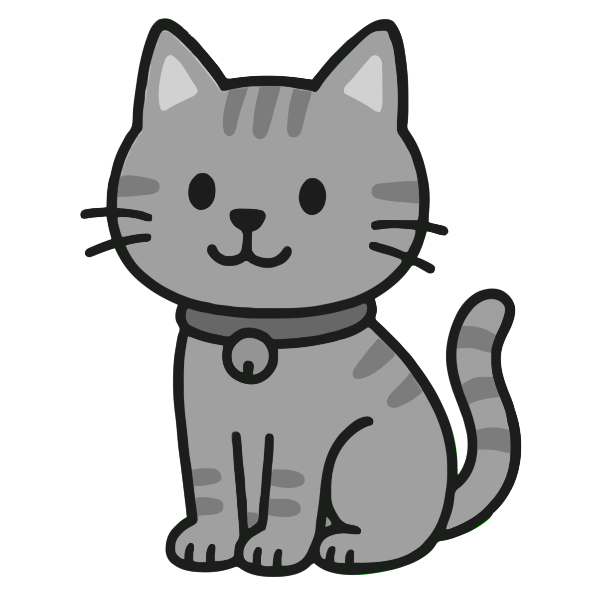 首輪をつけた猫のイラスト無料ダウンロード（モノクロ）