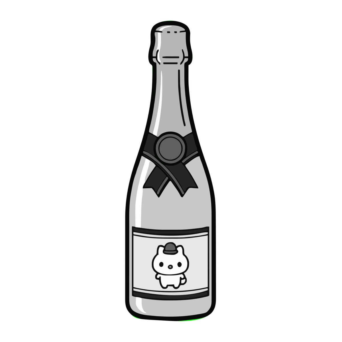 シャンメリーのボトルのイラスト無料ダウンロード(モノクロ)
