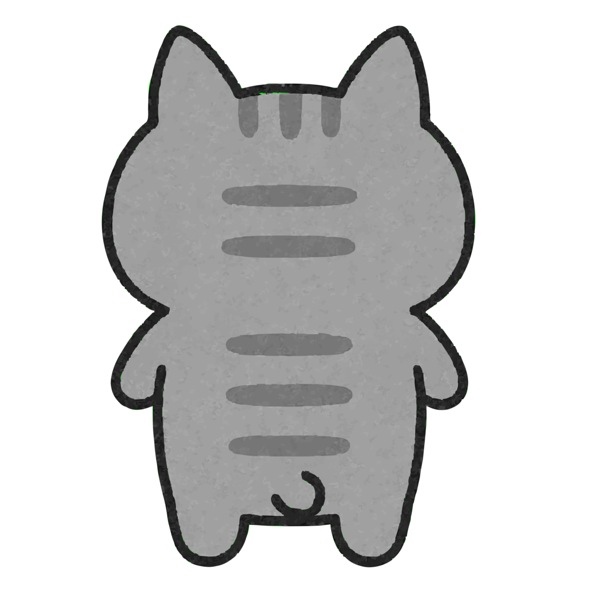 ゆるいチャトラ猫の後ろ姿のイラスト無料ダウンロード（モノクロ）