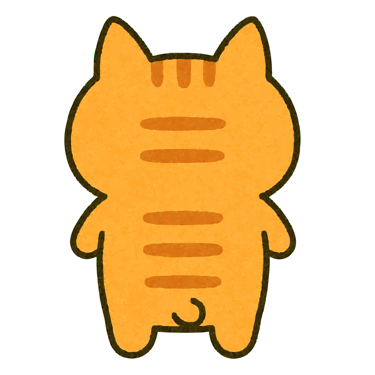 ゆるいチャトラ猫の後ろ姿のイラスト無料ダウンロード（カラー）