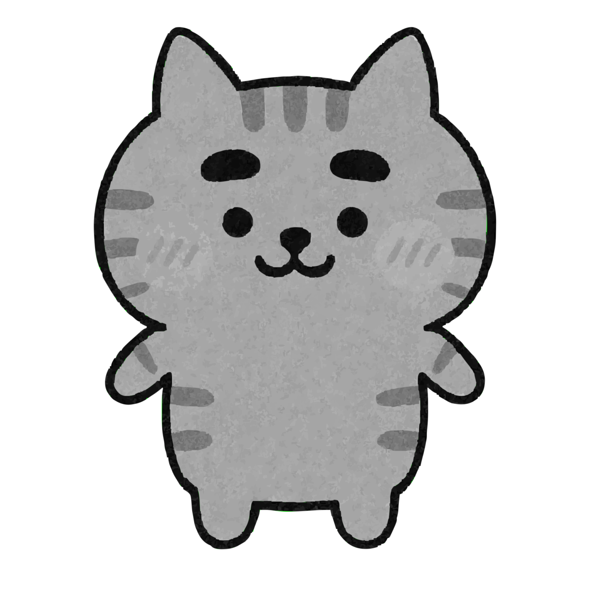 ゆるい茶トラ猫のイラスト無料ダウンロード（モノクロ）