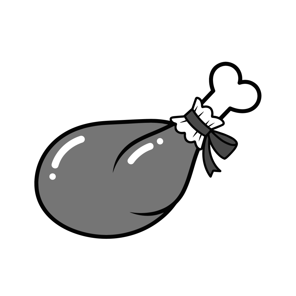 チキンレッグのイラスト無料ダウンロード（モノクロ）