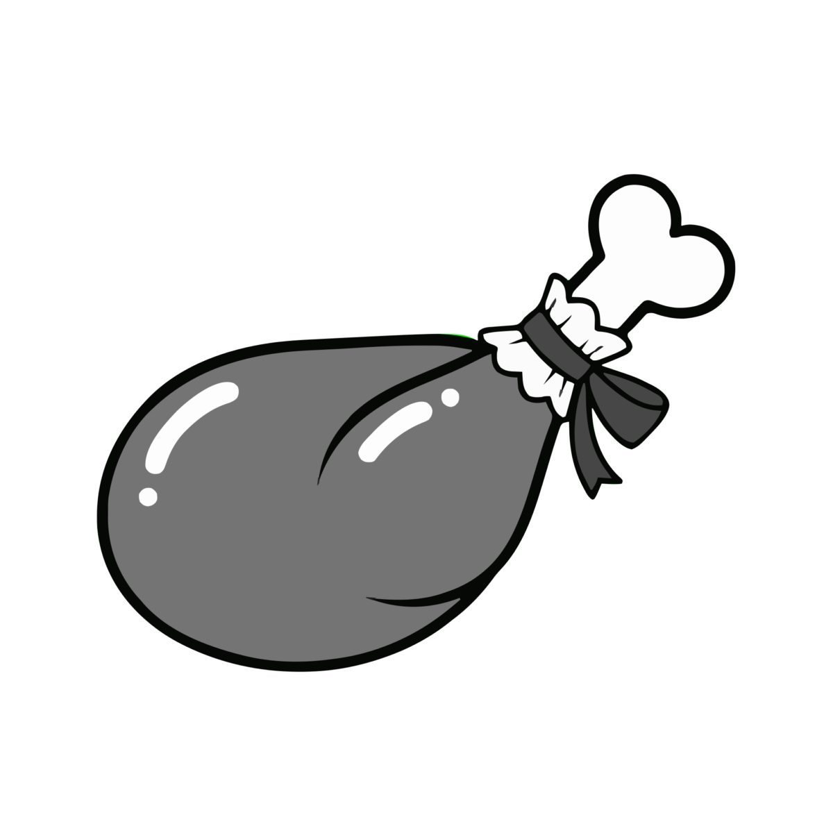 チキンレッグのイラスト無料ダウンロード（モノクロ）