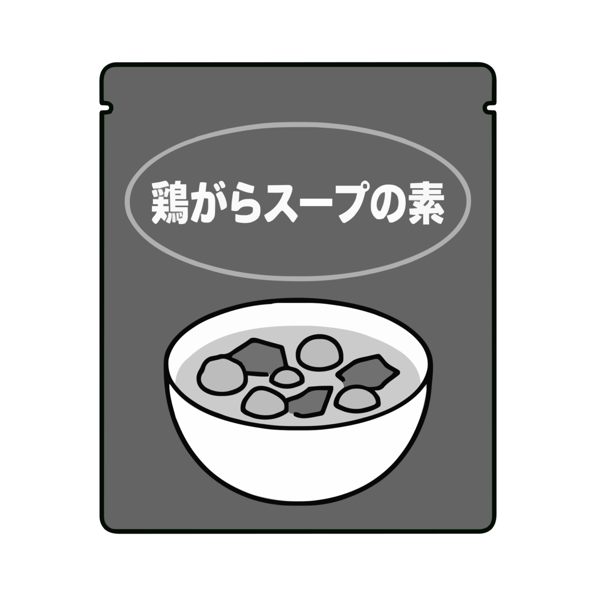 鶏がらスープの素パッケージのイラスト無料ダウンロード(モノクロ)