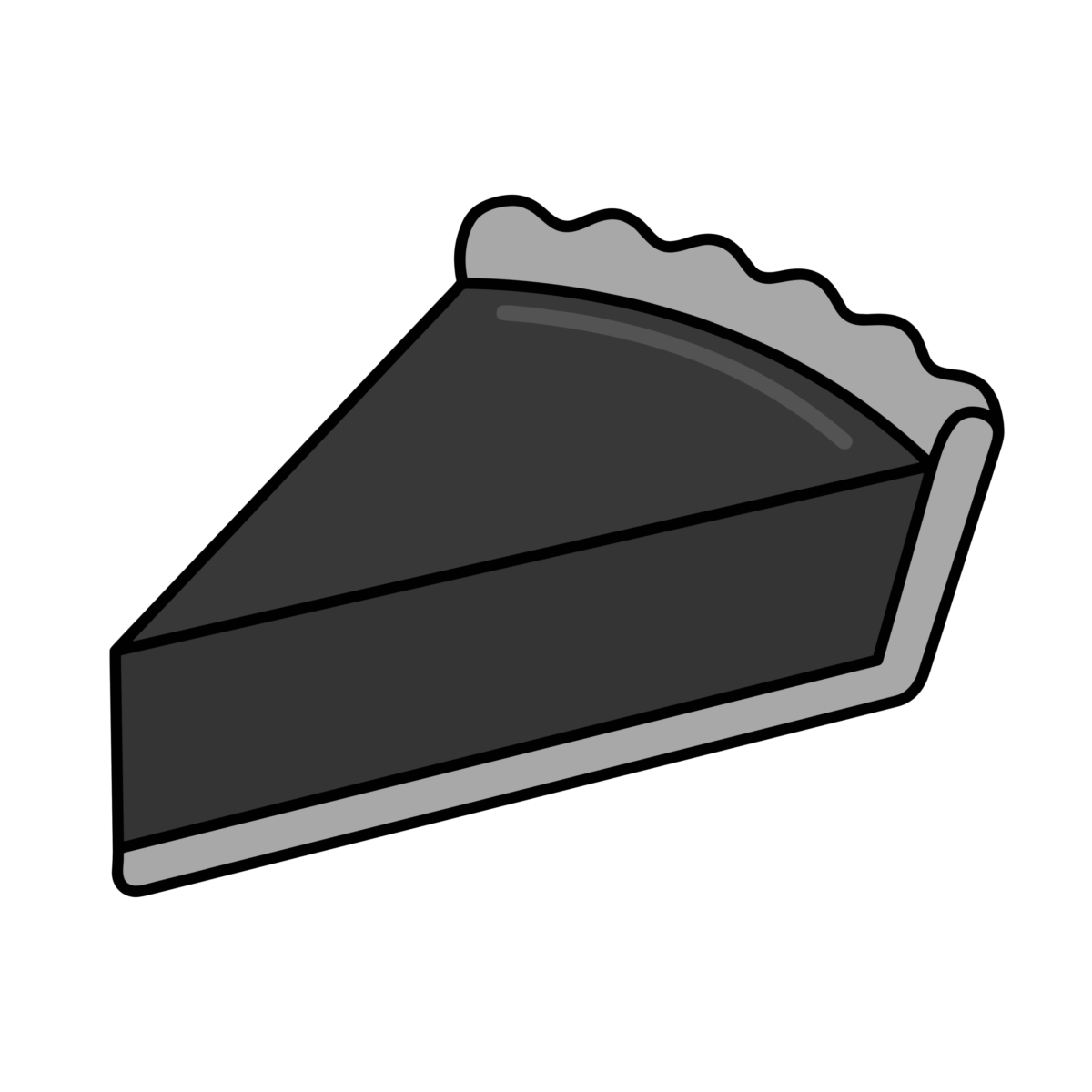 チョコレートタルトの一切れのイラスト無料ダウンロード（モノクロ）