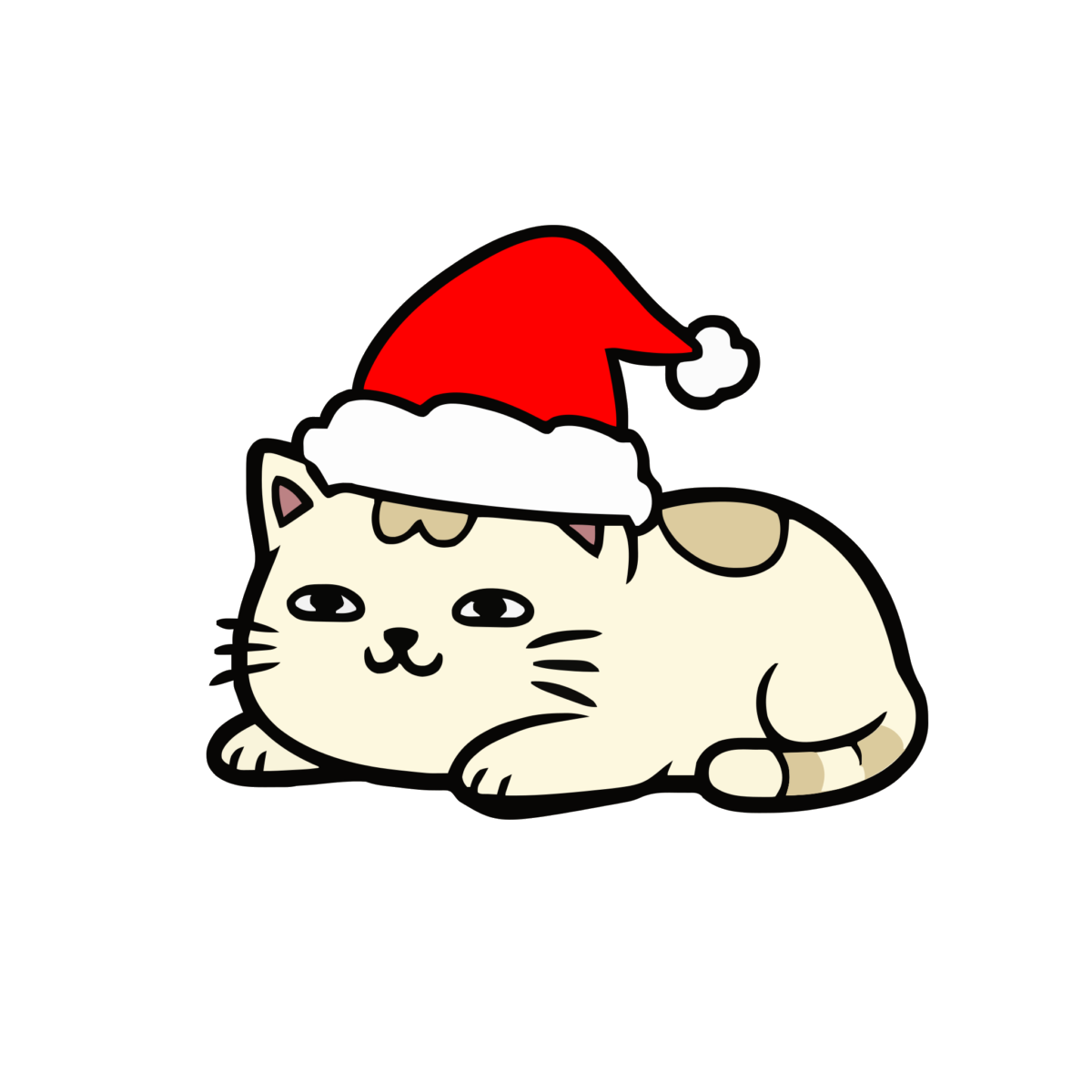 ねこのクリスマスのイラスト無料ダウンロード（カラー）