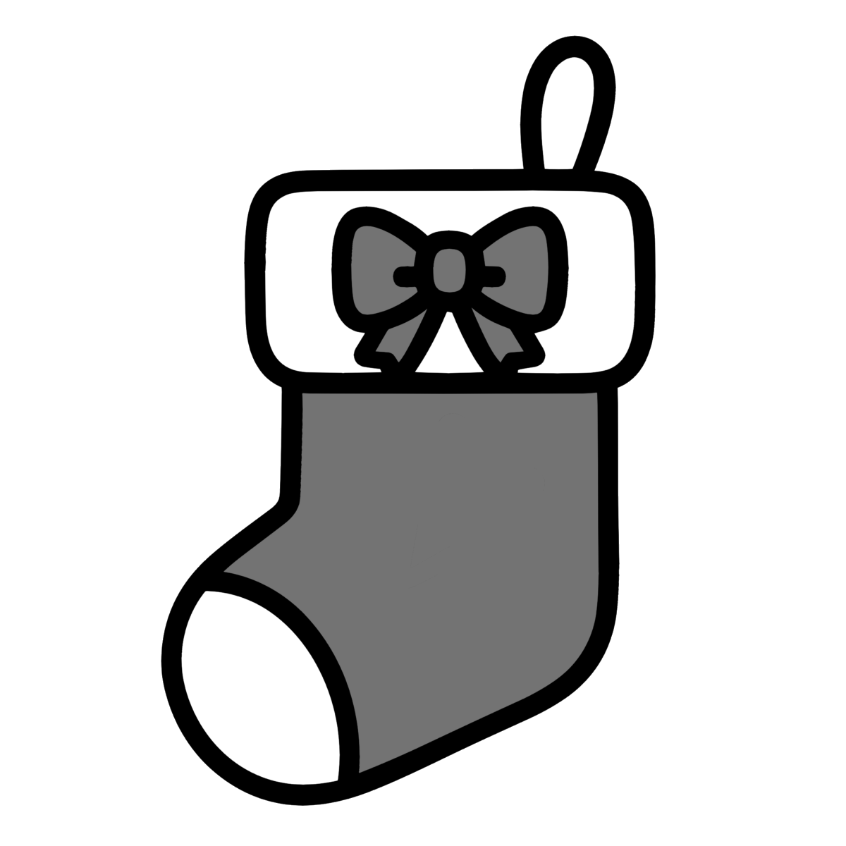 クリスマス靴下のイラスト無料ダウンロード（モノクロ）
